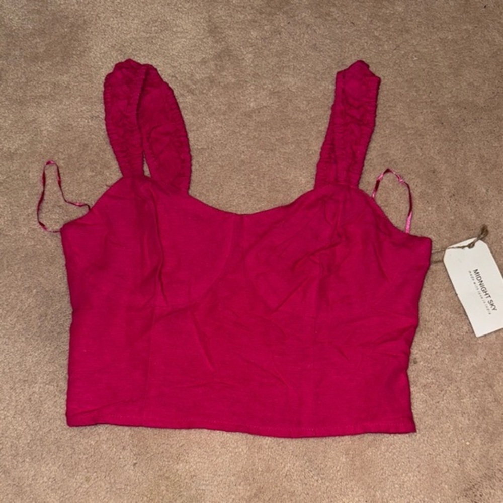 Vibrant Fuchsia Sleeveless Crop Top